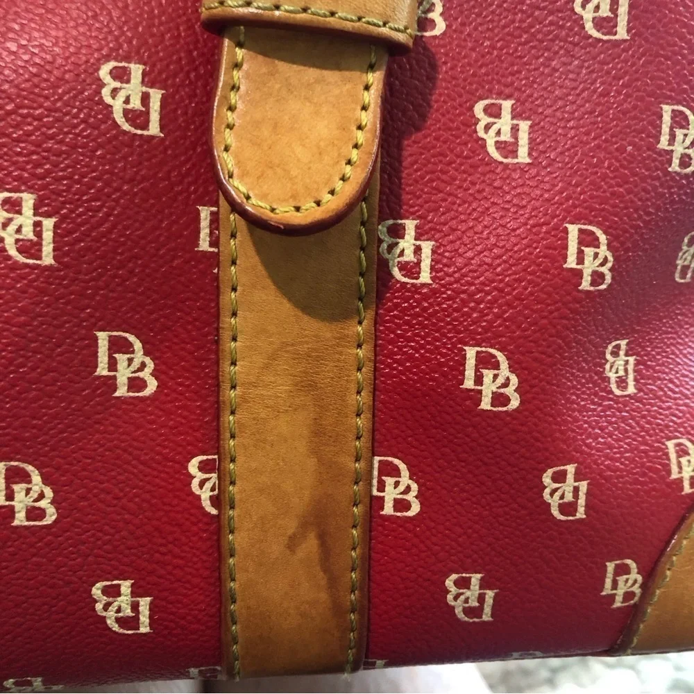 DOONEY & Bourke red leather satchel with DB logo detachable shoulder strap